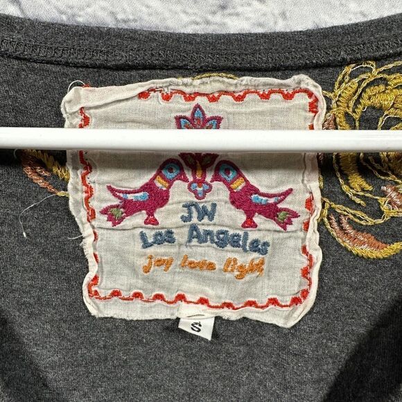 Johnny Was JWLA Grey Long Sleeve Floral Embroidered Gray Dress Size Small - Picture 3 of 10